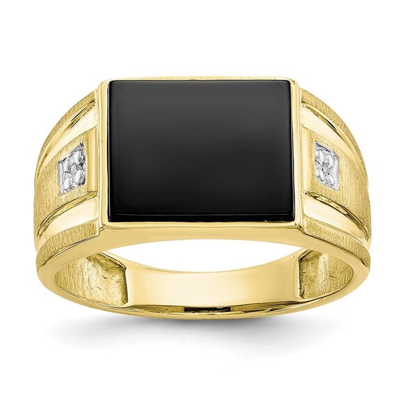 10k Yellow Gold Genuine Fine JewelryMen'sDiamond & Black Onyx Ring